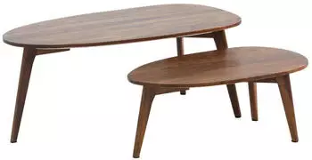 KADIMA DESIGN Couchtisch 2er-Set Nierenform Sheesham Massivholz, dunkelbraun (800001053777)