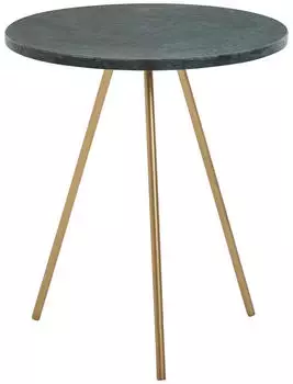 KADIMA DESIGN Beistelltisch Marmor grün, Metallgestell gold, rund 38x38x44cm