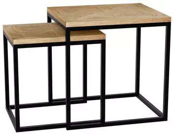 CLP Talero 2er-Set Beistelltische, Mindiholz, Mosaikstruktur (327464)