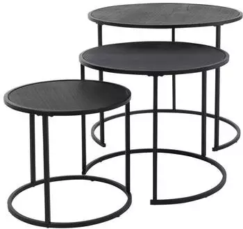 Home & styling collection MOVO Couchtisch-Set, rund, schwarz, MDF/Metall, 3-teilig
