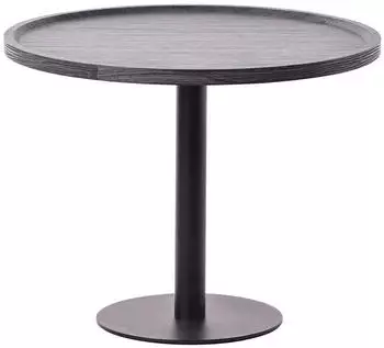 CLP Beistelltisch Aspen L, rund, Holzoptik-Platte, Metallgestell, grau