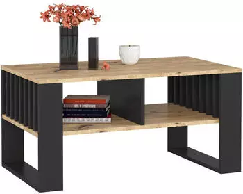 RAUMHIRSCH Couchtisch mit Stauraum, Artisan-Eiche/Schwarz, 92x53x45cm