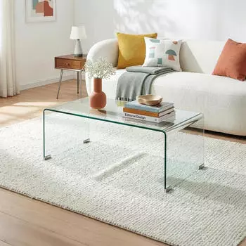 en.casa Väsas Couchtisch Glas transparent 90x45x35cm
