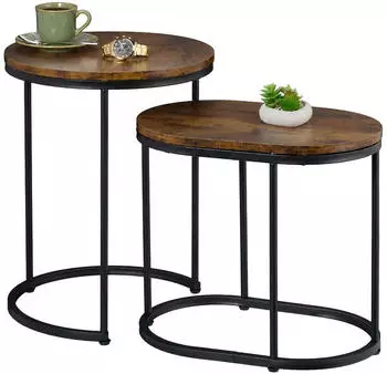 Relaxdays Satztisch 2er-Set Industrial (40x41cm)
