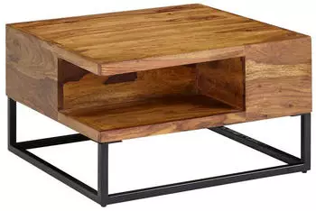 KADIMA DESIGN Couchtisch Sheesham Massivholz/Metall, quadratisch, 60x60x34,5cm