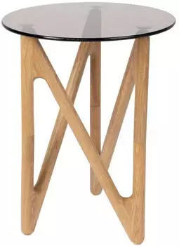 Dutchbone Naia Beistelltisch rund, Glasplatte, Eichenholzgestell (2300325)