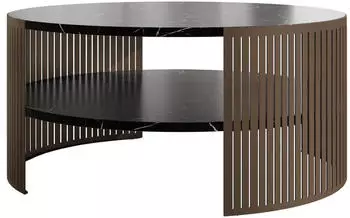 Mirjan24 Fikoli Couchtisch rund, braun/schwarz, 75x40x75cm (800002107649)