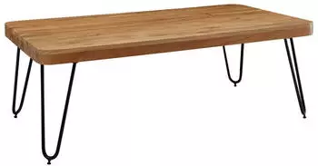 KADIMA DESIGN Couchtisch BAGLI Akazie Massivholz, Metallbeine, 115cm (4255632579547)