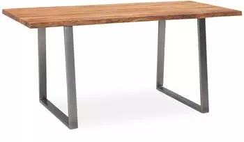 Finebuy Esstisch Akazienholz Baumkante 120x60cm Kufengestell silber (FB100740)