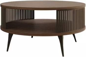 Mirjan24 Roenni Couchtisch rund, braun/nussbaum, Stahl, 75x30x75cm (800002107566)