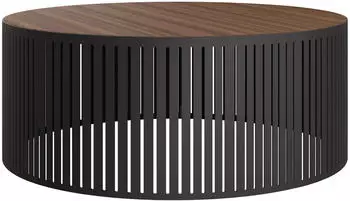 Mirjan24 Velede Couchtisch rund, Stahl, schwarz/Nuss Franklin Tobacco (800002107609)