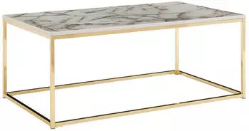 KADIMA DESIGN Couchtisch Marmor-Optik wei&szlig;/gold, Metall-Gestell, 100x60x40cm