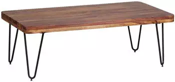 KADIMA DESIGN Couchtisch BAGLI Sheesham Massivholz, Metallbeine, dunkelbraun, 115cm