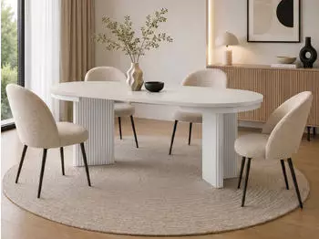 Beautysofa Prestige runder Esstisch ausziehbar Ø 120-200cm, Kaschmir/weiß (800002054468)