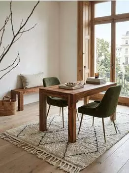 KADIMA DESIGN Mumbai Esstisch Massivholz Sheesham, rechteckig, dunkelbraun, 60x120x76cm