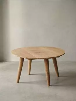 KADIMA DESIGN BOHA Couchtisch Akazien-Massivholz, rund Ø75x40cm, Landhausstil