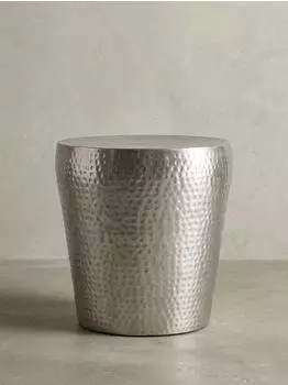 KADIMA DESIGN Beistelltisch rund, Aluminium silber, Hammerschlag, 41x41x41cm