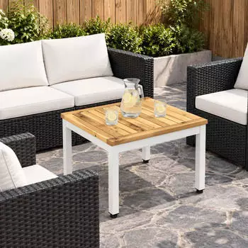 vidaXL Couchtisch wei&szlig; gewaschen 49x48,5x36cm Massivholz Akazie (901731)