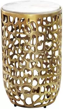 Wohnling Beistelltisch rund Marmor & Aluminium gold 30cm (WL7.524)