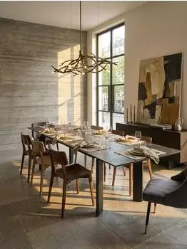 KADIMA DESIGN Esstisch ausziehbar 180&ndash;240cm, Keramikglas, schwarz, Metallbeine