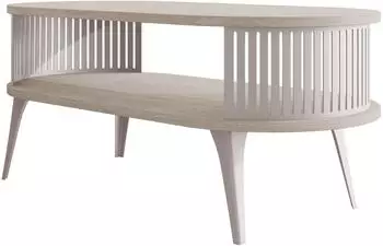 Mirjan24 Couchtisch Roenni Oval, Kaschmir/Travertin, Stahl, 50x44x100cm (800002107616)