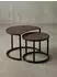 KADIMA DESIGN Couchtisch 2er-Set, Mango Massivholz & Metall, rund, dunkelbraun (4255632581809)