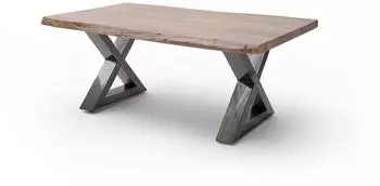 Robas Lund CARTAGENA Couchtisch Akazienholz, X-Gestell antik gewischt, 110x70cm