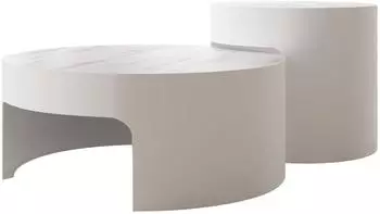 Mirjan24 Vellaro Couchtisch-Set, rund, wei&szlig;/Marmor Bianco, Stahl (800002110498)