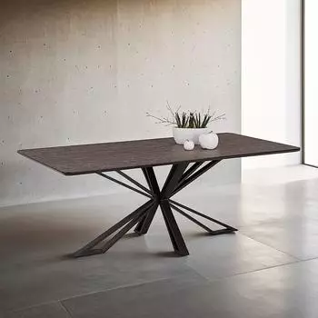 Homestyle4u Esstisch 200x100cm, rechteckig, Steinoptik, Metallgestell (2846)