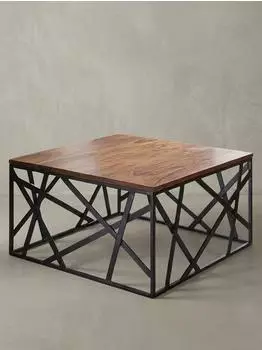 KADIMA DESIGN BAKAL Couchtisch Sheesham Massivholz/Metall, quadratisch, 60x35x60cm