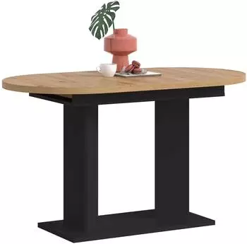xonox.home Gustav Esstisch ausziehbar, schwarz/Artisan Eiche, 130-170x76x70cm