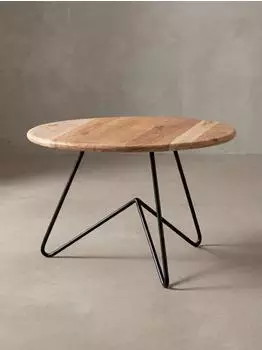 KADIMA DESIGN Couchtisch rund, Akazien-Massivholz/Metall, 60x39,5x60cm