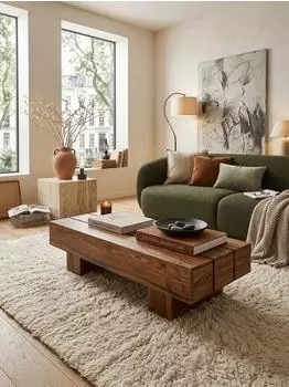 KADIMA DESIGN Couchtisch Sheesham Massivholz 120cm dunkelbraun