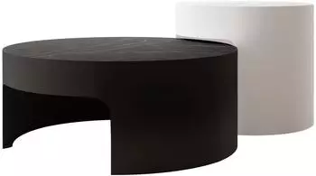 Mirjan24 Vellaro Couchtisch-Set rund, schwarz/Anthrazit, Stahlgestell (800002110495)