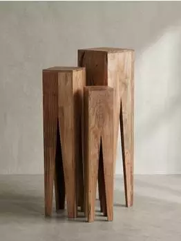 KADIMA DESIGN Beistelltisch 3er-Set, quadratisch, Akazie Massivholz, 25x25x100cm