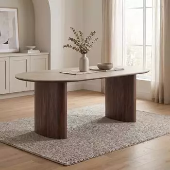 ebuy24 Minamata Esstisch Keramikplatte Travertin-Optik 100x210cm (46-45330)