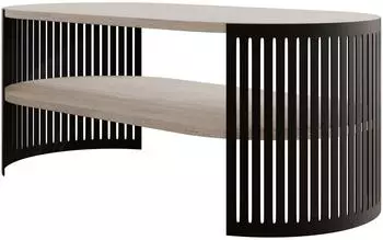 Mirjan24 Fikoli Oval I Couchtisch oval, Schwarz/Taupe, Metall (800002107756)