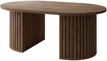 Mirjan24 Wotkon Couchtisch oval, Nussbaum, 110x43x65cm
