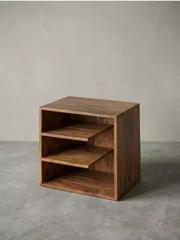 KADIMA DESIGN Beistelltisch Sheesham Massivholz, braun, 43x43x30cm