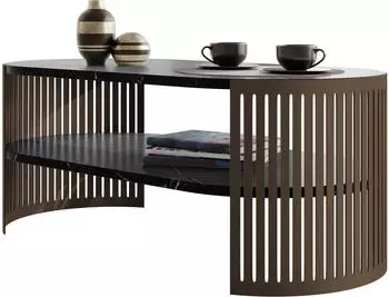 Mirjan24 Fikoli Oval I Couchtisch braun/schwarz, Stahl, 100x50cm (800002107634)