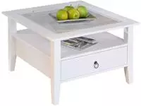 Inter Link Couchtisch "Provence, Kiefer Massivholz, Glasplatte & Schublade,