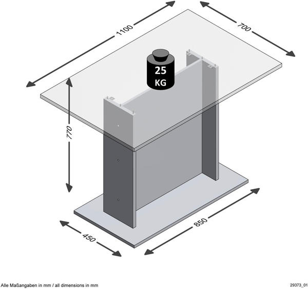 FMD Möbel FMD Esstisch Beton-Optik 110x70cm