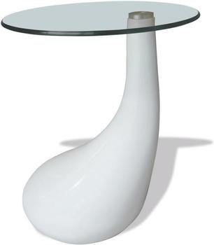 vidaXL Side table glass white