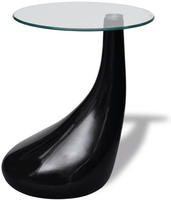 vidaXL Couchtisch mit Runder Glasplatte Hochglanz Schwarz