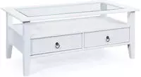 Inter Link Couchtisch "Provence, Kiefer Massivholz, Glasplatte & Schublade,