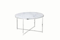 SalesFever Couchtisch 80 cm | Glasplatte foliert in Marmor-Optik | Gestell...