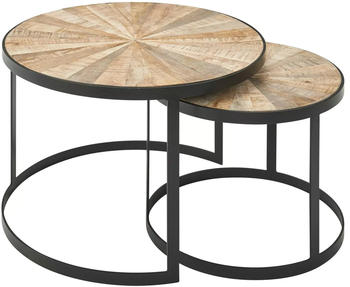 Wohnling Design Couchtisch 2er Set Mango Massivholz 45x35x45cm