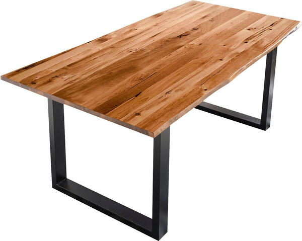 SalesFever Tisch mit Baumkante 120x80cm cognac schwarz