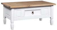 vidaXL Couchtisch Mexiko-Stil Kiefernholz Wei&szlig; 100x55x44 cm