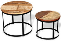 vidaXL 2-tlg. Couchtisch-Set Altholz Massiv Rund 40cm/50cm